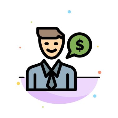 Adam, İş, İş, Dolar Soyut Düz Renk Simgesi Şablonu