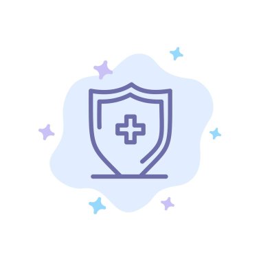 Hastane, İşaret, Pano, Soyut Bulut Backgr Üzerinde Kalkan Mavi Simge