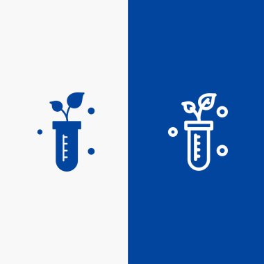 Tüp, Bitki, Laboratuvar, Bilim Hattı ve Glyph Katı simgesi Mavi afiş 