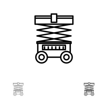Asansör, Forklift, Depo, Lifter, Kalın ve ince siyah çizgi ico