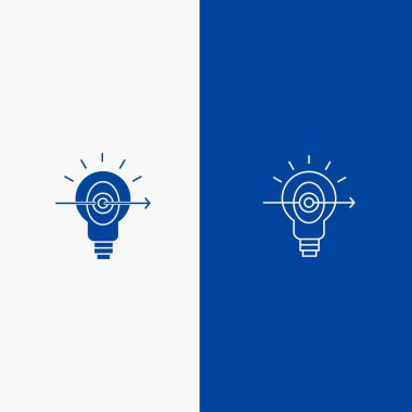 Ampul, Başarı, Odak, İş Hattı ve Glyph Katı simgesi Mavi ba