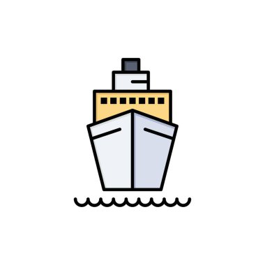 Tekne, Gemi, Nakliye, Gemi Düz Renk Simgesi. Vektör simgesi bann