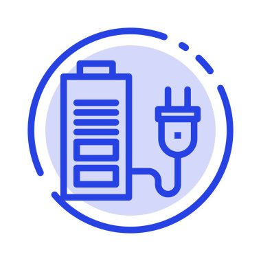 Akümülatör, Pil, Güç, Fiş Mavi Noktalı Çizgi Simgesi