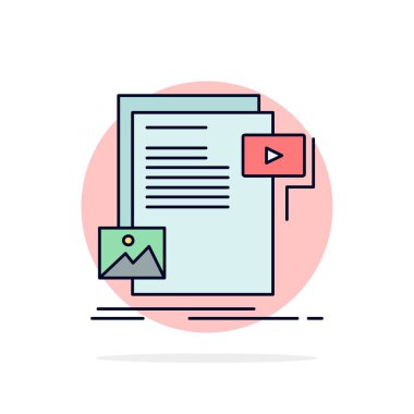 veri, belge, dosya, medya, web sitesi Düz Renk Simge Vektör