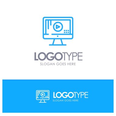 Bilgisayar, Monitör, Oyun, Müzik Mavi Logo Hattı Tarzı