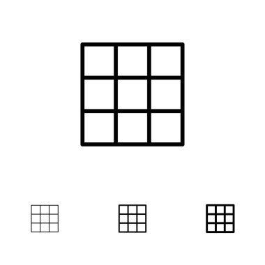 Akış, Galeri, Instagram, Koyu ve ince siyah çizgi simgesi kümesini ayarlar