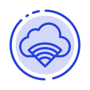 Bulut, Bağlantı, Wifi, Sinyal Mavi Noktalı Çizgi Simgesi