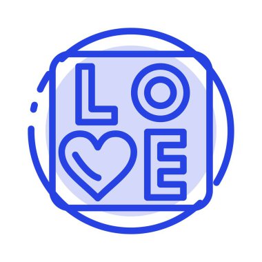 Burcu, Aşk, Kalp, Düğün MaviSi Noktalı Çizgi Simgesi