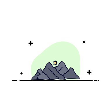 dağ, manzara, tepe, doğa, sahne Düz Renk Simge Vektör