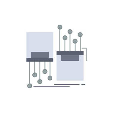 dijital, fiber, elektronik, şeritli, kablo Düz Renk Simge Vektör