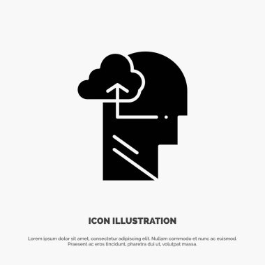 Deneyim, Kazanç, Zihin, Baş katı Glyph Icon vektör