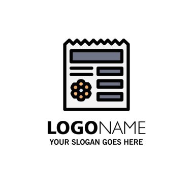 Temel, Ui, Manu, Belge İş Logo Şablonu. Düz Renk