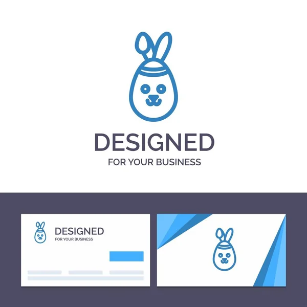 Creative Business Card and Logo template Rabbit, Easter, Bunny V — Stock Vector