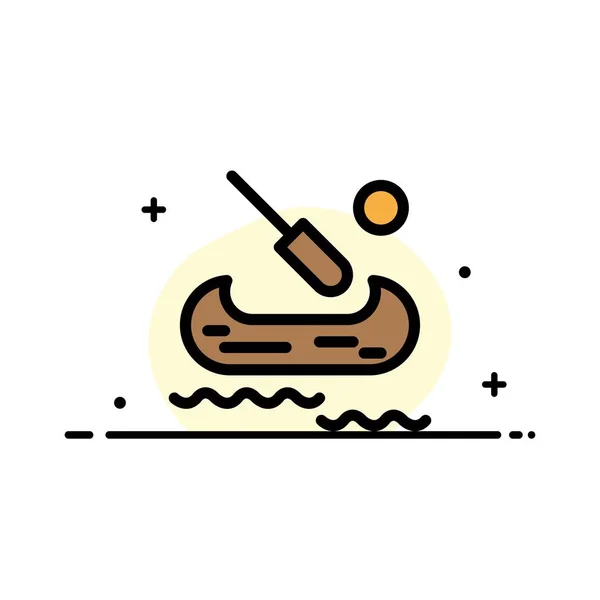 Boat, Kayak, Canada  Business Flat Line Filled Icon Vector Banne