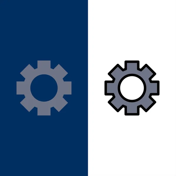 Engrenagem, Ajuste, Ícones de roda. Conjunto de ícones de preenchimento plano e linha Vecto — Vetor de Stock