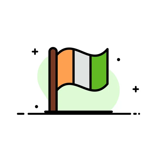 Drapeau, Irlande, Irlande Business Flat Line Filled Icon Vector Bann — Image vectorielle