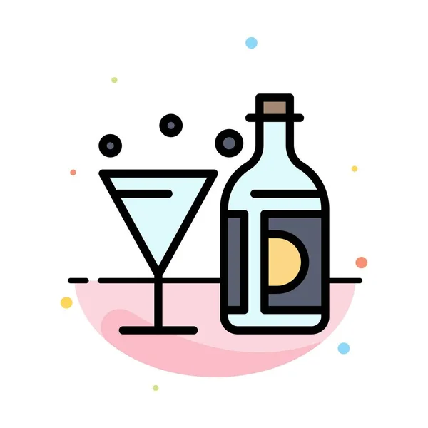 Ποτό, κρασί, Αμερικανός, μπουκάλι, γυαλί αφηρημένο επίπεδο χρώμα Icon Te — Διανυσματικό Αρχείο