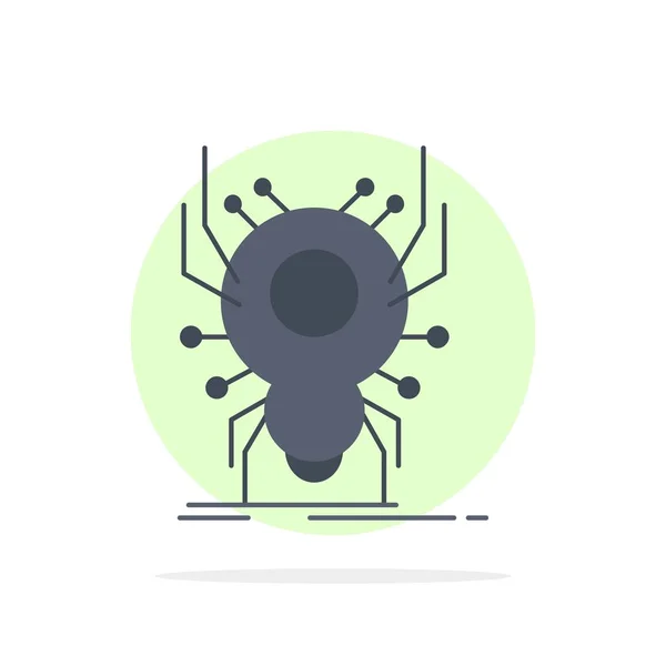 버그, 곤충, 거미, 바이러스, 앱 플랫 컬러 아이콘 벡터 — 스톡 벡터