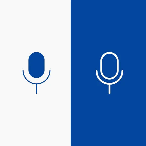 Micro, Micro, Basic, Ligne Ui et Glyphe Icône solide Bannière bleue — Image vectorielle