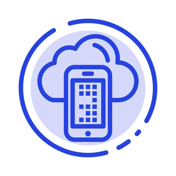 Cloud, Informatique, Mobile, Ligne à pointillés bleu cellulaire Icône — Image vectorielle