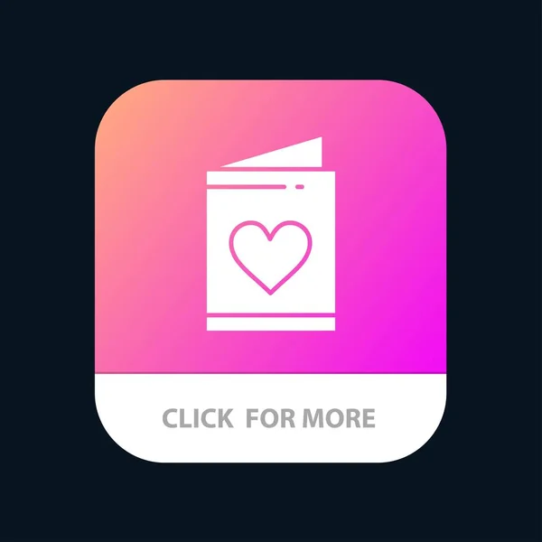 Tarjeta, Amor, Boda, Corazón Botón de la aplicación móvil. Android e IOS Gl — Vector de stock