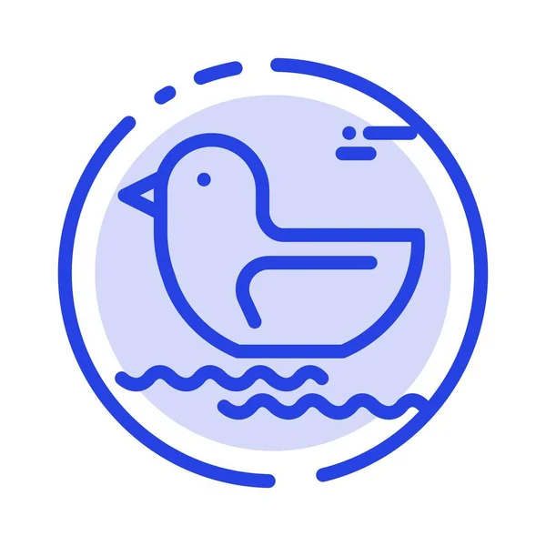 鸭， 河， 加拿大 蓝色点线线图标 — 图库矢量图片