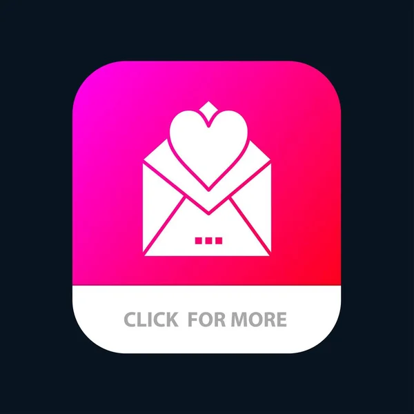Carta, Correo, Tarjeta, Carta de amor, Botón de aplicación móvil de amor. Androide — Vector de stock