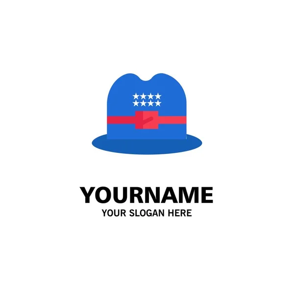 Hut, Mütze, amerikanische Logo-Vorlage. flache Farbe — Stockvektor