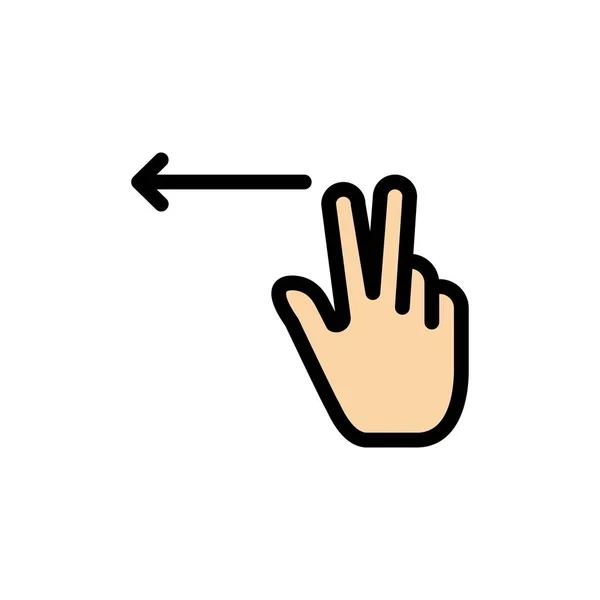 Fingers, Gesture, Left  Flat Color Icon. Vector icon banner Temp — Stock Vector