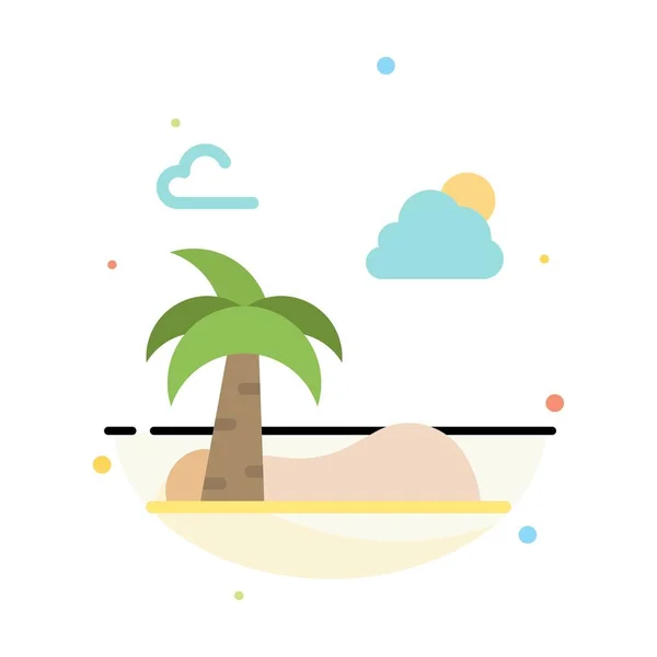 Pláž, Palm, Tree, jarní abstraktní šablona ikon s plochými barvami — Stockový vektor