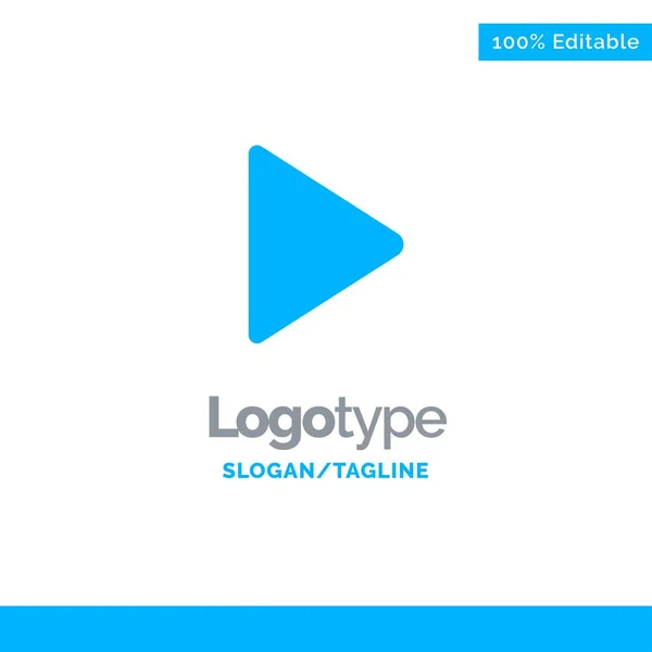 Reproducir, Vídeo, Twitter Plantilla de logotipo sólido azul. Lugar para Tagline — Vector de stock