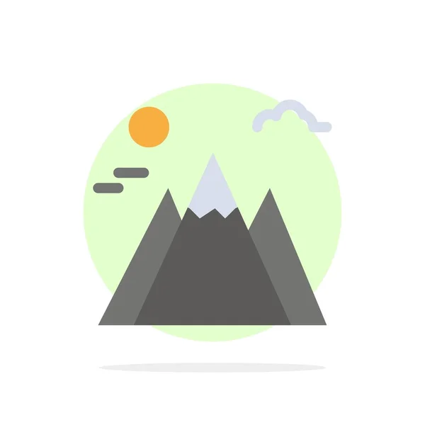 Krajina, Hora, Sun abstraktní kruh pozadí plochá barva I — Stockový vektor