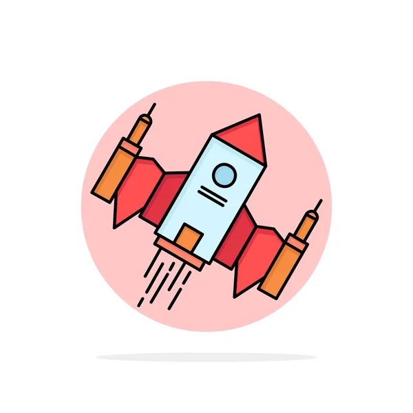 Nave espacial, nave espacial, espacio, extraterrestre color plano icono vector — Vector de stock