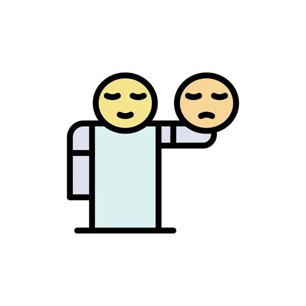 Homme, Main, Emojis, Soins de santé Flat Color Icon. Icône vectorielle bann — Image vectorielle