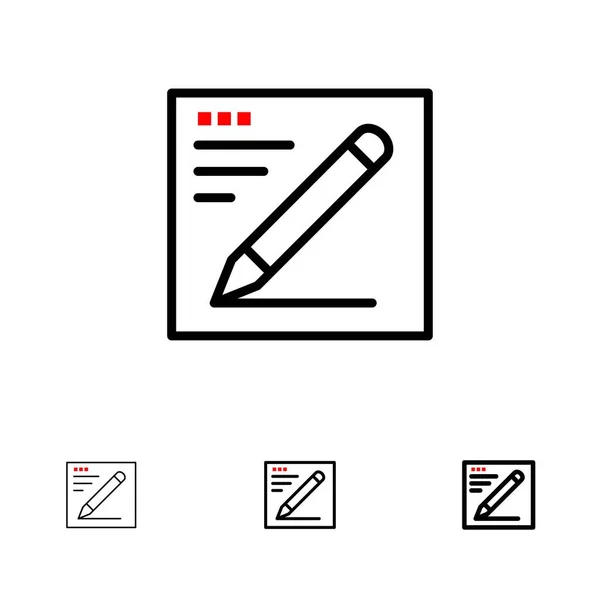 Prohlížeč, tužka, text, vzdělání tučné a tenká černá čára s — Stockový vektor