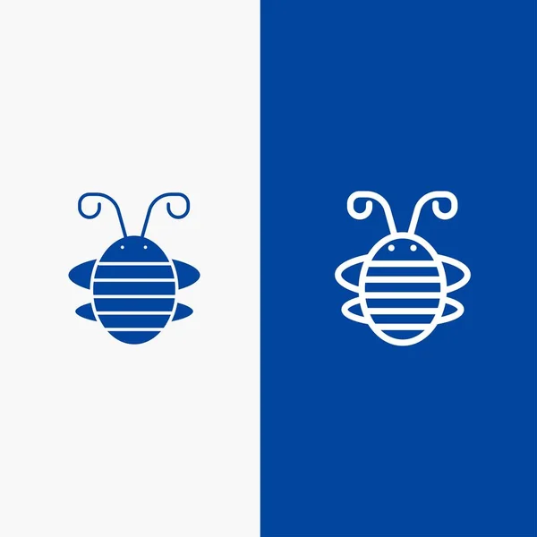Bee Insect, Beetle, Bug, Ladybird, Ladybug Line и Glyph Solid — стоковый вектор