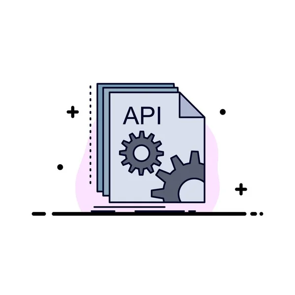 Api, aplicación, codificación, desarrollador, software Flat Color Icon Vector — Vector de stock