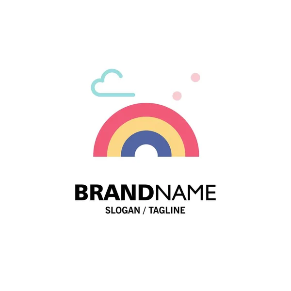 Nature, Rainbow, Spring, Wave Business Logo Template. Flat Color — Stock Vector