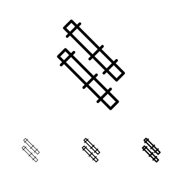 Бамбук, Сміливий і тонка чорна лінія набір піктограм — стоковий вектор