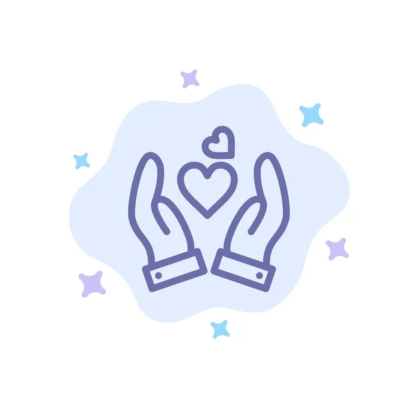 Hand, Love, Heart, Wedding Blue Icon on Abstract Cloud Backgroun — Stock Vector