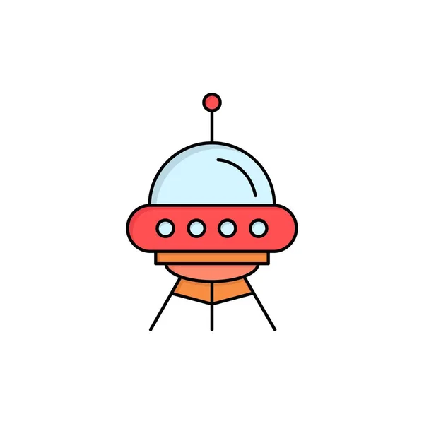 Vaisseau spatial, espace, navire, fusée, extraterrestre Flat Color Icon Vector — Image vectorielle