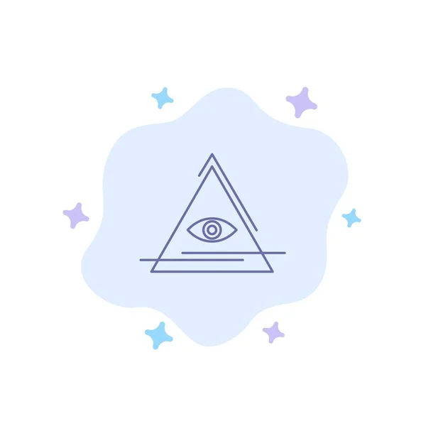 Oog, Illuminati, piramide, Driehoek blauw pictogram op abstract Cloud B — Stockvector
