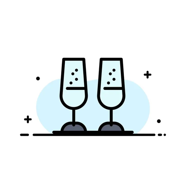 Празднование, бокалы шампанского, бокалы, тосты бизнес-квартира — стоковый вектор