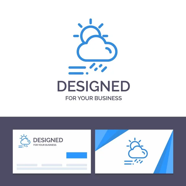 Modèle de carte de visite créative et logo Cloud, Jour, Pluie, Mers — Image vectorielle