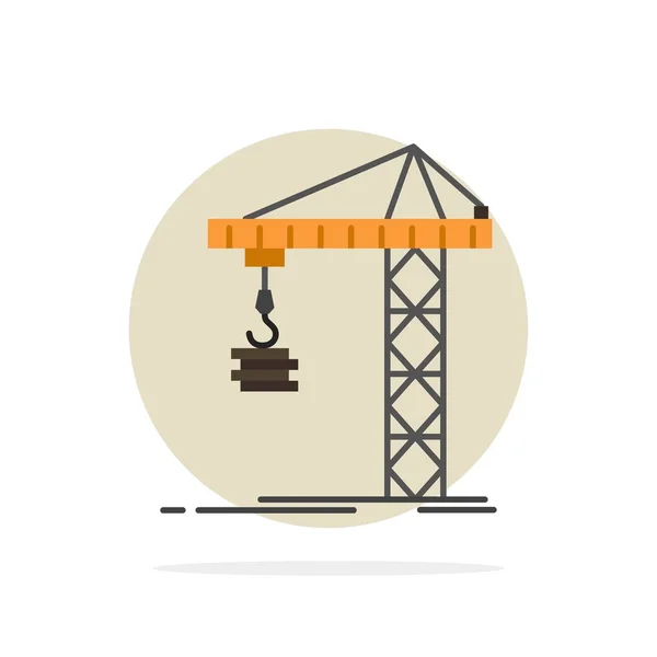 Crane, Building, Construction, Constructing, Tower Abstract Circ — Stock Vector