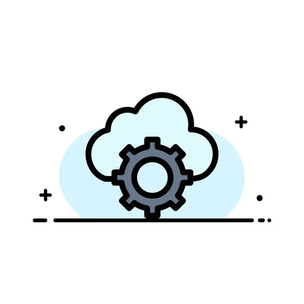 Chmura, Cloud-Computing, Chmura-ustawienia Business Flat Line fille — Wektor stockowy