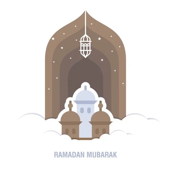 Ramadan Kareem islamisk design Crescent Moon och moskén Dome av — Stock vektor