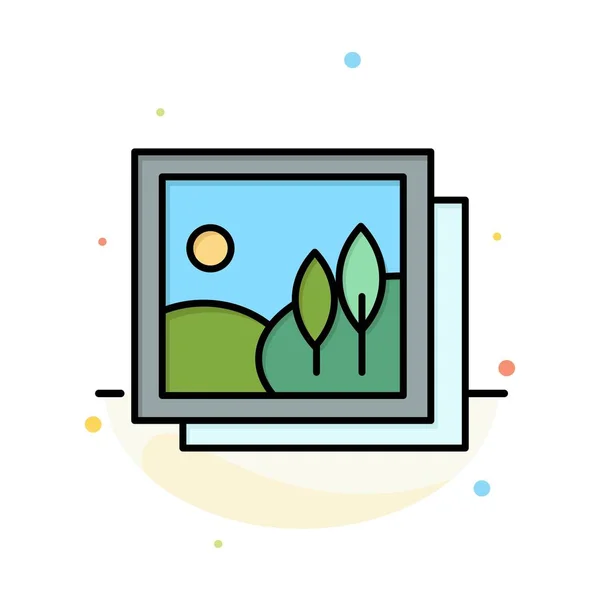 Marco, Galería, Imagen, Imagen Plantilla de icono de color plano abstracto — Vector de stock