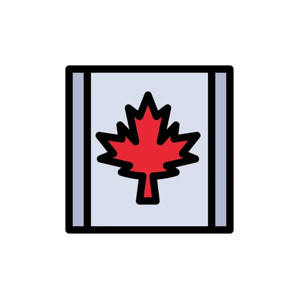 Canadá, Bandeira, Ícone de cor plana da folha. Modelo de banner de ícone de vetor — Vetor de Stock