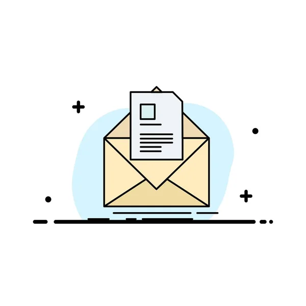 Mail, contract, letter, email, briefing Flat Color Icon Vector — Stock Vector